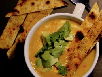 Roasted Butternut Squash Soup With Crispy Tortillas
