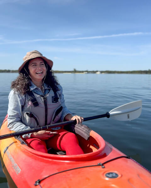 Jeanine Romo Kayaking in Michigan